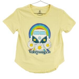 Volkswagen T Shirt Girls Large Yellow Daisy Volkswagen Bus Rainbow Official Tee